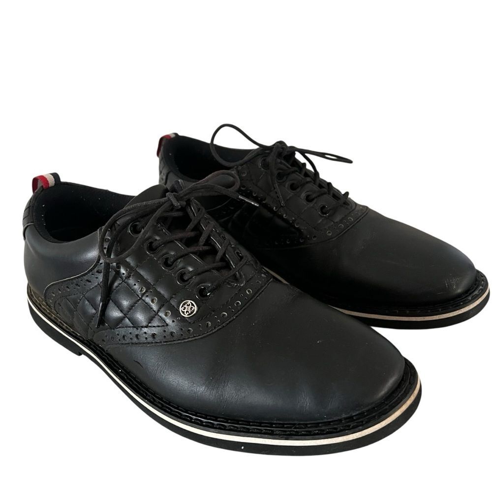 G/FORE Quilted Saddle Gallivanter Golf Shoes Onyx Black Leather Waterproof 8.5